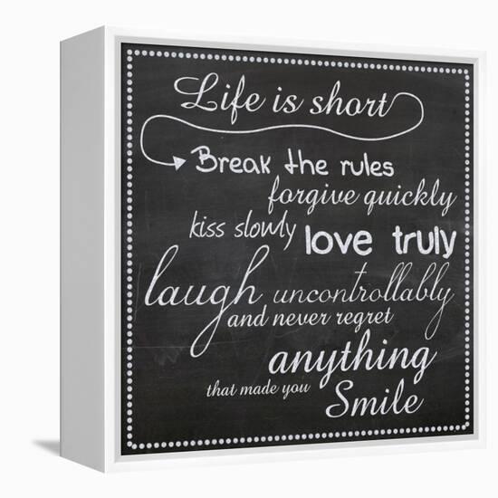 Life Is Short Chalk White-Lauren Gibbons-Framed Stretched Canvas