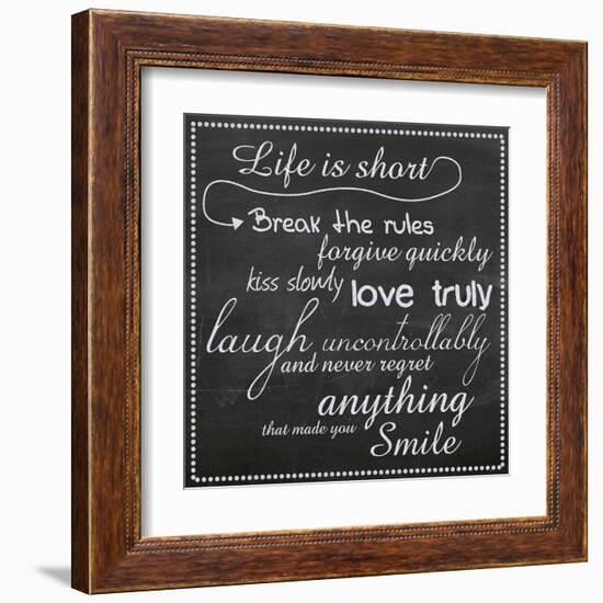 Life Is Short Chalk White-Lauren Gibbons-Framed Art Print