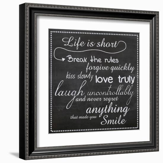 Life Is Short Chalk White-Lauren Gibbons-Framed Art Print