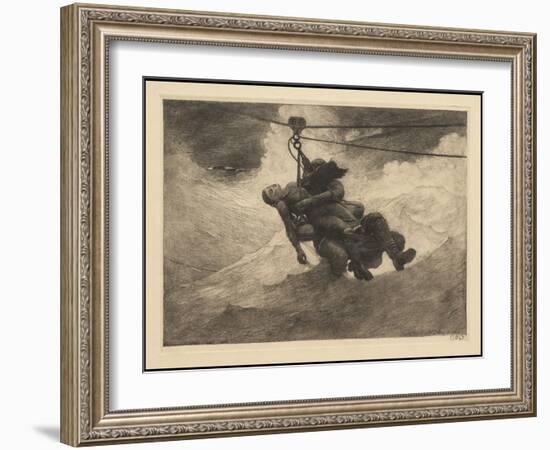 Life Line, 1884, Probably Printed C.1940 (Etching)-Winslow Homer-Framed Giclee Print