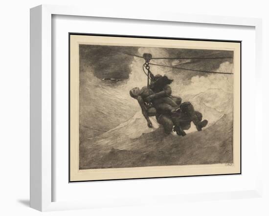 Life Line, 1884, Probably Printed C.1940 (Etching)-Winslow Homer-Framed Giclee Print