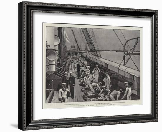 Life on Board a Warship, Examination of the Kits-Joseph Nash-Framed Giclee Print