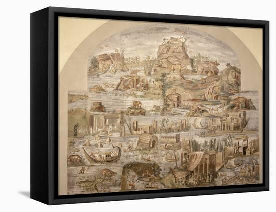 Life on River Nile, Mosaic Pavement, c. 80 BC, Roman, from Sanctuary of Fortuna, Praenesta, Italy-null-Framed Premier Image Canvas