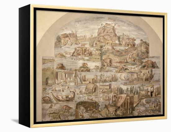 Life on River Nile, Mosaic Pavement, c. 80 BC, Roman, from Sanctuary of Fortuna, Praenesta, Italy-null-Framed Premier Image Canvas