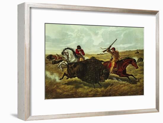 Life on the Prairie, the Buffalo Hunt, 1862-Currier & Ives-Framed Giclee Print