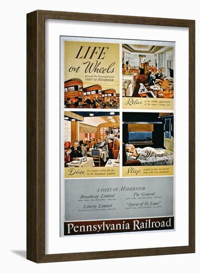 Life on Wheels', Advertisement for the Pennsylvania Railroad-null-Framed Giclee Print