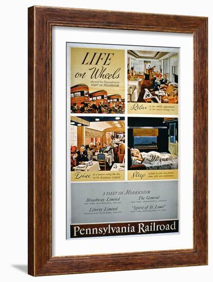 Life on Wheels', Advertisement for the Pennsylvania Railroad-null-Framed Giclee Print