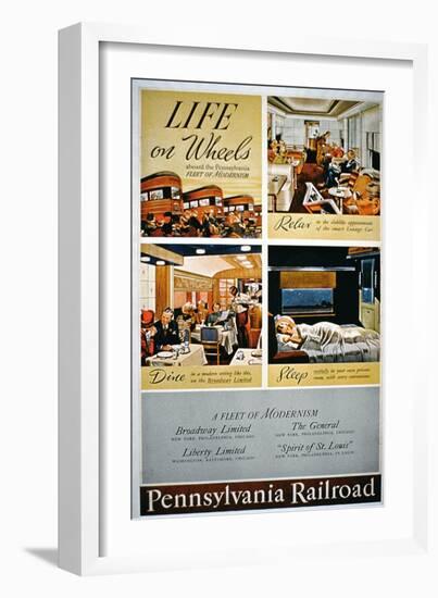 Life on Wheels', Advertisement for the Pennsylvania Railroad-null-Framed Giclee Print