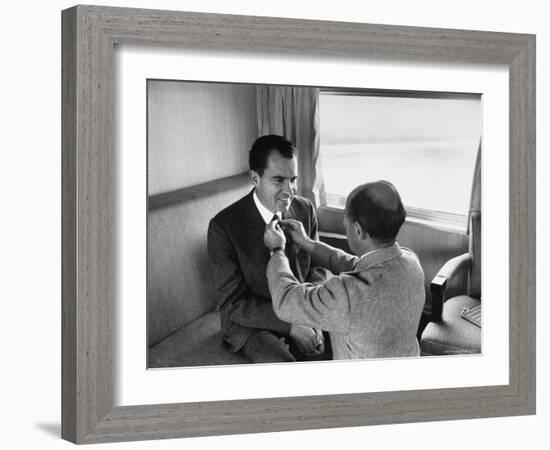 Life Photographer Alfred Eisenstaedt fix Presidential Candidate Richard Nixon's Tie During Campaign-Alfred Eisenstaedt-Framed Photographic Print