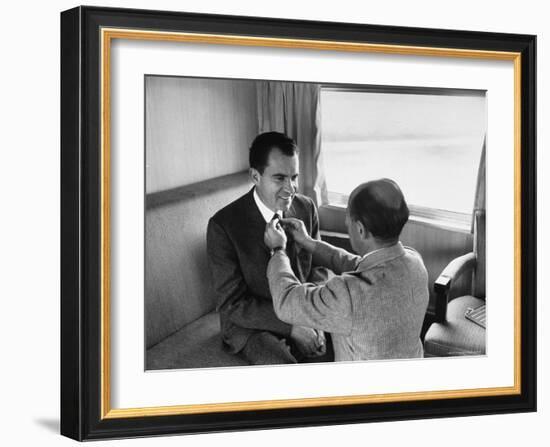 Life Photographer Alfred Eisenstaedt fix Presidential Candidate Richard Nixon's Tie During Campaign-Alfred Eisenstaedt-Framed Photographic Print