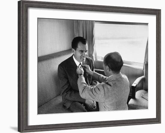 Life Photographer Alfred Eisenstaedt fix Presidential Candidate Richard Nixon's Tie During Campaign-Alfred Eisenstaedt-Framed Photographic Print