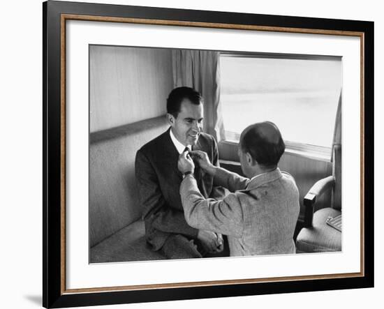 Life Photographer Alfred Eisenstaedt fix Presidential Candidate Richard Nixon's Tie During Campaign-Alfred Eisenstaedt-Framed Photographic Print