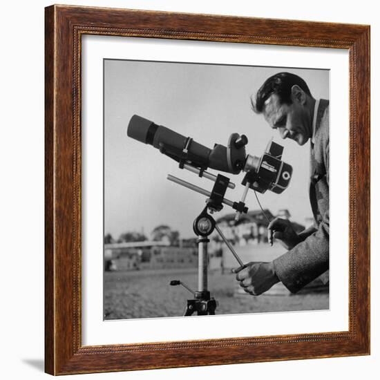 Life Photographer Ralph Crane Using a Bushnell Spacemaster Lens Attachment to Take Telephotos-Ralph Crane-Framed Premium Photographic Print