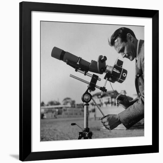 Life Photographer Ralph Crane Using a Bushnell Spacemaster Lens Attachment to Take Telephotos-Ralph Crane-Framed Premium Photographic Print