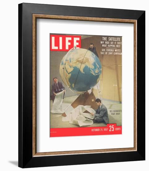 LIFE Plotting Sputnik Orbit-null-Framed Art Print