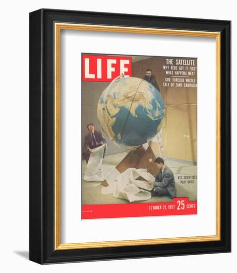 LIFE Plotting Sputnik Orbit-null-Framed Art Print