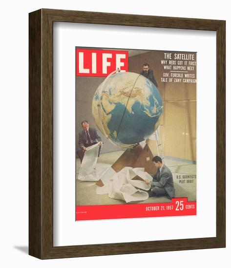 LIFE Plotting Sputnik Orbit-null-Framed Art Print