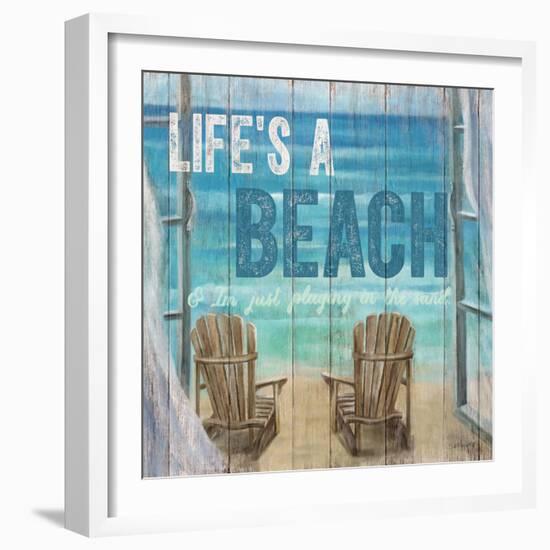 Life's a Beach Weathered Wood Sign-Sam Appleman-Framed Art Print