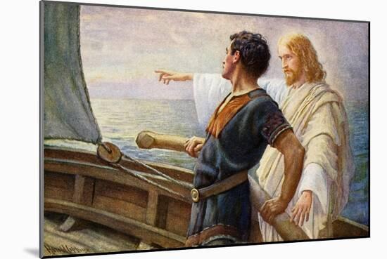 Life's Sunrise, Christ at the Helm (Colour Litho)-Harold Copping-Mounted Giclee Print