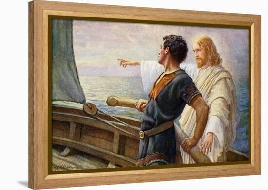 Life's Sunrise, Christ at the Helm (Colour Litho)-Harold Copping-Framed Premier Image Canvas