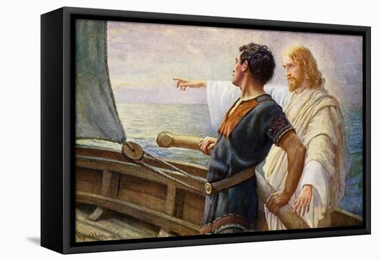 Life's Sunrise, Christ at the Helm (Colour Litho)-Harold Copping-Framed Premier Image Canvas
