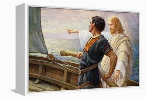 Life's Sunrise, Christ at the Helm (Colour Litho)-Harold Copping-Framed Premier Image Canvas