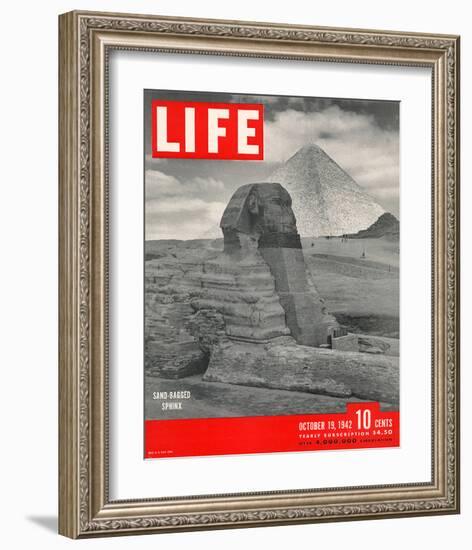 LIFE - Sand-bagged Sphinx 1942-null-Framed Art Print