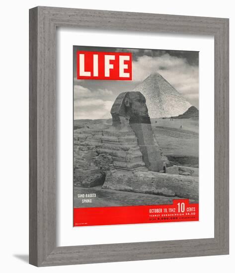 LIFE - Sand-bagged Sphinx 1942-null-Framed Art Print