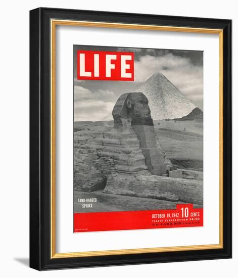 LIFE - Sand-bagged Sphinx 1942-null-Framed Art Print