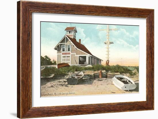 Life Saving Station, Popham Beach, Maine-null-Framed Art Print