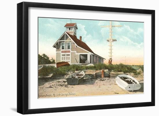 Life Saving Station, Popham Beach, Maine-null-Framed Art Print