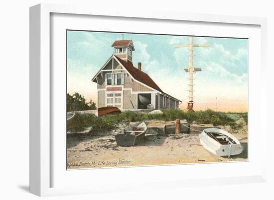 Life Saving Station, Popham Beach, Maine-null-Framed Art Print