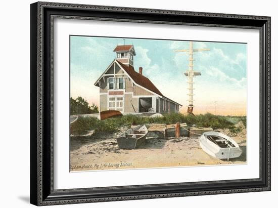 Life Saving Station, Popham Beach, Maine-null-Framed Art Print