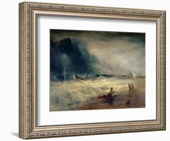 Lifeboat and Manby Apparatus Going off to a Stranded Vessel Making Signal of Distress, circa 1831-J. M. W. Turner-Framed Giclee Print