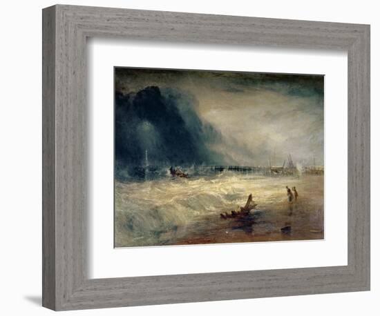 Lifeboat and Manby Apparatus Going off to a Stranded Vessel Making Signal of Distress, circa 1831-J. M. W. Turner-Framed Giclee Print