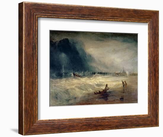 Lifeboat and Manby Apparatus Going off to a Stranded Vessel Making Signal of Distress, circa 1831-J. M. W. Turner-Framed Giclee Print