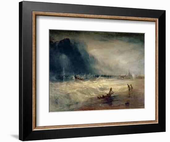 Lifeboat and Manby Apparatus Going off to a Stranded Vessel Making Signal of Distress, circa 1831-J. M. W. Turner-Framed Giclee Print