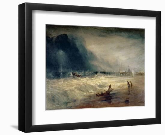 Lifeboat and Manby Apparatus Going off to a Stranded Vessel Making Signal of Distress, circa 1831-J. M. W. Turner-Framed Giclee Print