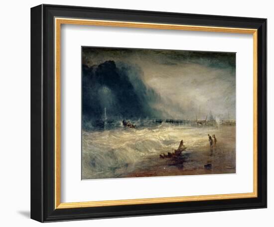 Lifeboat and Manby Apparatus Going off to a Stranded Vessel Making Signal of Distress, circa 1831-J. M. W. Turner-Framed Giclee Print