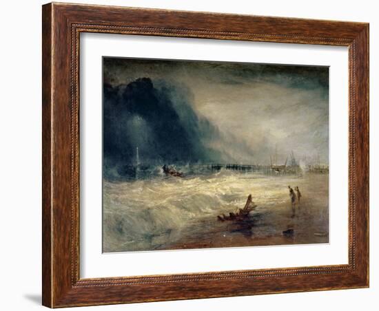 Lifeboat and Manby Apparatus Going off to a Stranded Vessel Making Signal of Distress, circa 1831-J. M. W. Turner-Framed Giclee Print