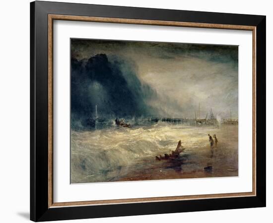 Lifeboat and Manby Apparatus Going off to a Stranded Vessel Making Signal of Distress, circa 1831-J. M. W. Turner-Framed Giclee Print