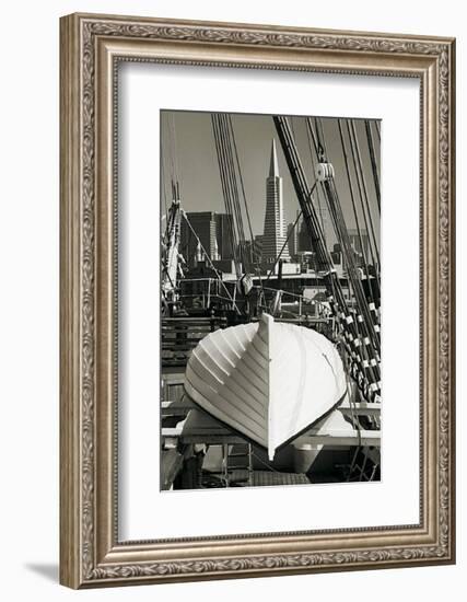 Lifeboat and San Francisco Skyline-Christian Peacock-Framed Art Print