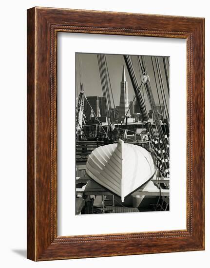 Lifeboat and San Francisco Skyline-Christian Peacock-Framed Art Print