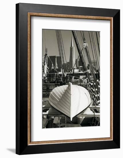 Lifeboat and San Francisco Skyline-Christian Peacock-Framed Art Print