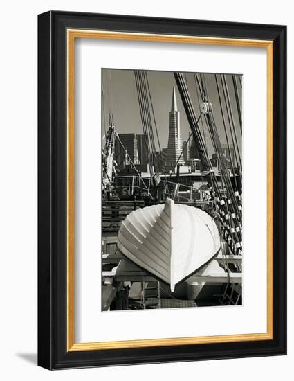 Lifeboat and San Francisco Skyline-Christian Peacock-Framed Art Print