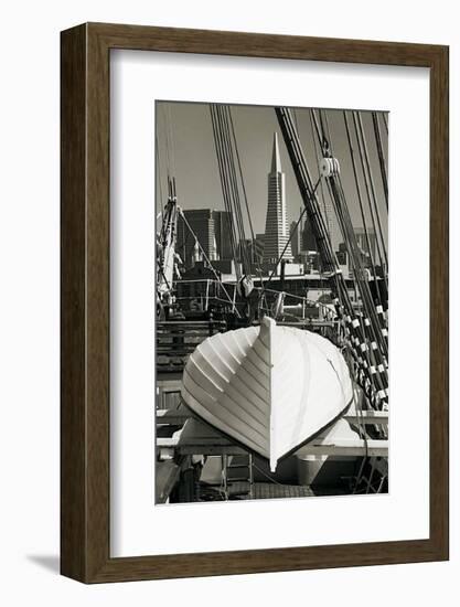 Lifeboat and San Francisco Skyline-Christian Peacock-Framed Art Print