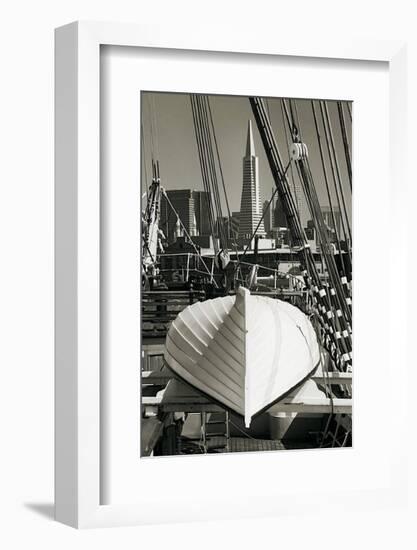 Lifeboat and San Francisco Skyline-Christian Peacock-Framed Art Print