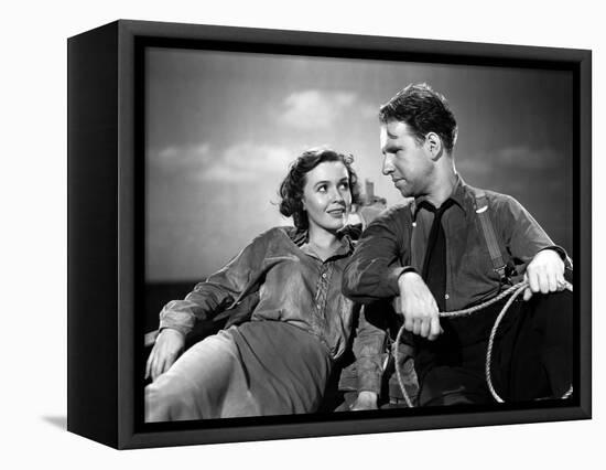 Lifeboat by Alfred Hitchcock with Mary anderson and Hume Cronyn, 1944 (b/w photo)-null-Framed Stretched Canvas