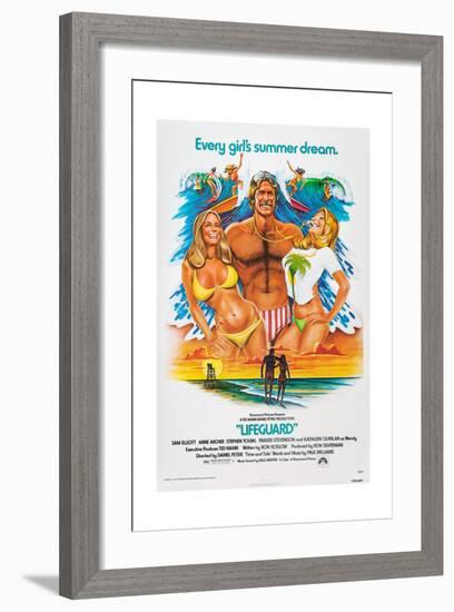 LIFEGUARD, center: Sam Elliott, 1976.-null-Framed Art Print