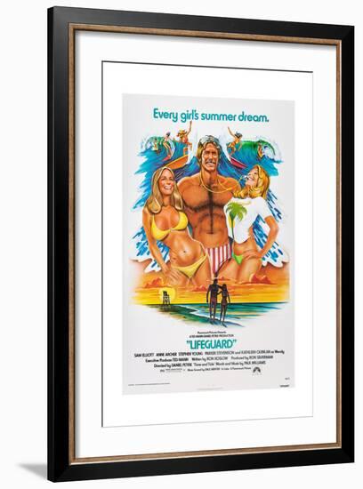 LIFEGUARD, center: Sam Elliott, 1976.-null-Framed Art Print